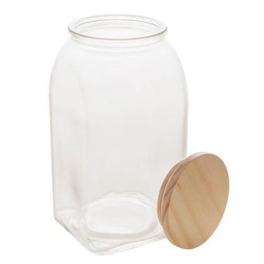 Imagem de Pote de Vidro Hermético 1,4L Tampa de Madeira Vedação 1914 - Lyor