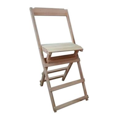 Imagem de Banqueta Cadeira Alta Bistrô Balcão Dobrável Madeira Maciça S/ Pintura