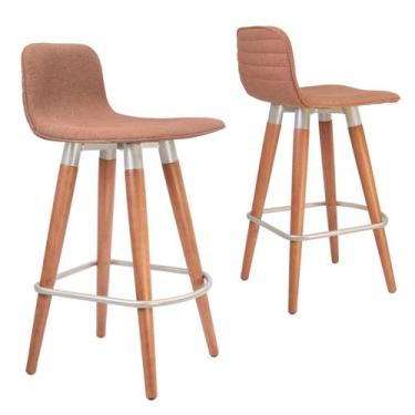 Imagem de 2 Meia Banquetas Línea c/ Aço Terracota Ilha Bar e Bancadas - UniDecor