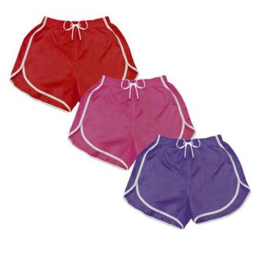 Imagem de Kit 3 Short Praia Feminino Liso Neon Casual Treino Corrida - MP Moda M