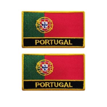 Imagem de vmcoatdu 2 peças de emblema bordado retangular ou escudo da bandeira de Portugal com ferro costurado em apliques (vermelho verde Portugal, retângulo/8 x 5 cm)
