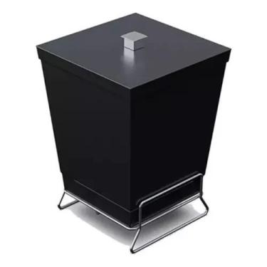 Imagem de Lixeira Preta 6,5l Com Suporte Em Aço Cromado Compacta Versátil - MV U