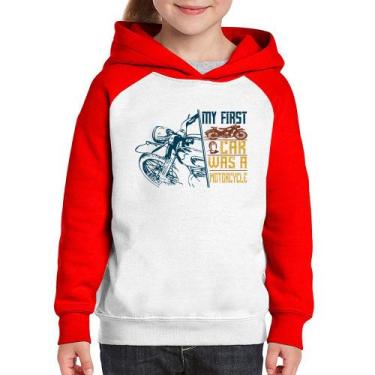 Imagem de Moletom Infantil My First Car Was A Motorcycle - Foca na Moda, Branco,