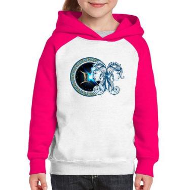 Imagem de Moletom Infantil Signo Gêmeos Astrologia - Foca na Moda, Branco, Rosa,
