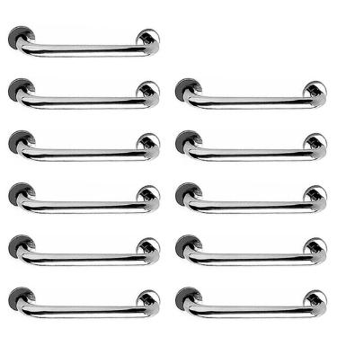 Imagem de Barra de Apoio 40cm Aço Inox Kit 11 Unidades Idoso Deficiente Banheiro Box Corrimao Escada Acessibilidade Cadeirante Suporte Resistente