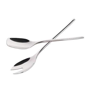 Imagem de IMEEA Conjunto de 2 peças de garfo de colher de salada de aço inoxidável 18/10 resistente de 25,4 cm