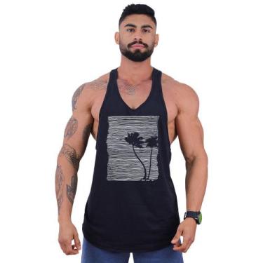 Imagem de Regata Super Cavada Masculina MXD Conceito Praia Rabiscada, Preto, Mas
