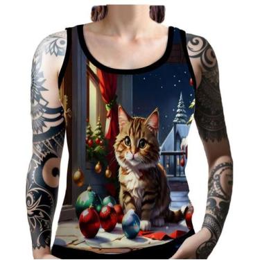 Imagem de Regata Camiseta Tshirt Natal Festas Gato Gatinho Fofo Neve 2 - Enjoy S