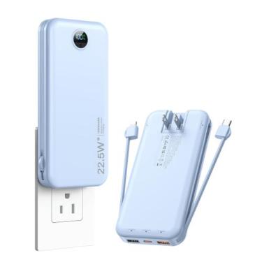 Imagem de Carregador portátil citicr 12000mAh com cabos e plugues integrados