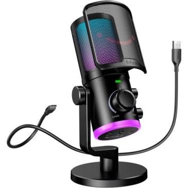 Imagem de Microfone Condensador Gamer Fifine Ampligame, RGB, Cardióide, USB-C, A