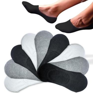Imagem de Kit 9 Pares Meia Invisível Feminina Preta Branca Cinza Azul - Rupee, S