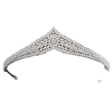 Imagem de Cristais CZ zircônia cúbica casamento diadema tiara coroa para mulheres acessórios de cabelo CH10213