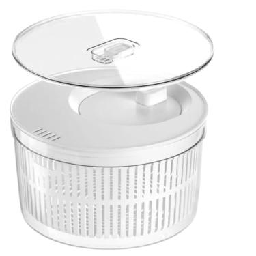 Imagem de Centrifugador e Secador de Saladas e Folhas Com Cesto Drenagem e Tampa Ideal Para Armazenamento - OU