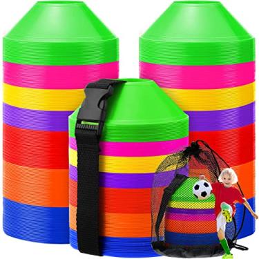 Imagem de Hanaive 100 peças mini cones de futebol para exercícios esportivos, cones de disco de agilidade de 12 cm com acessórios para treinamento de futebol infantil (multicolorido)
