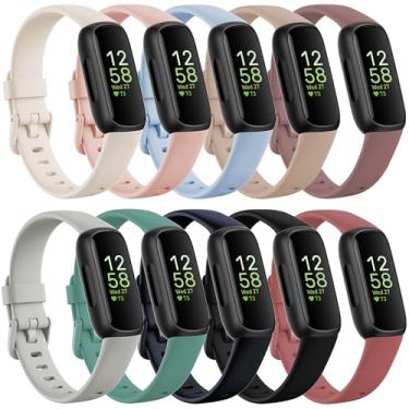 Imagem de Farluya Pacote com 10 pulseiras de silicone macio compatíveis com Fitbit Inspire 3 Tracker, à prova d'água para smartwatch Inspire 3, pulseiras de borracha de liberação rápida para mulheres e homens,