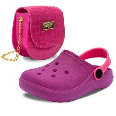 Imagem de Kit Bolsa e Sandalia Babuche Chinelo Moda Infantil Feminina Menina Macio Leve K26 (Pink, BR, Criança de 1 a 3 anos, Numérico, 24)
