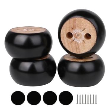 Imagem de BQLZR Pernas redondas de sofá para móveis sofá madeira preta 40 x 70 mm com almofada para pés pacote com 4