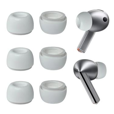 Imagem de Pontas de substituição de fones de ouvido de silicone compatíveis com Samsung Galaxy Buds 3 Pro, tamanho médio, 3 pares, branco