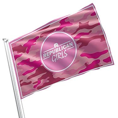 Imagem de Republican Girls Pink Trump Supporter MAGA Still My President 2nd Amendment Constitution Rights 8 x 5 pés bandeira bandeira cor vívida ilhós de latão com costura dupla (camuflagem 1)