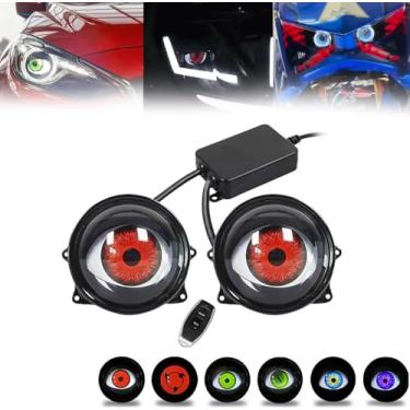 Imagem de Farol de carro com lente LED ocular Faróis de olho do diabo Luzes decorativas de carro, acessório de luz de carro, lâmpada de carro com padrão de olho ajustável, farol de carro com controle remot