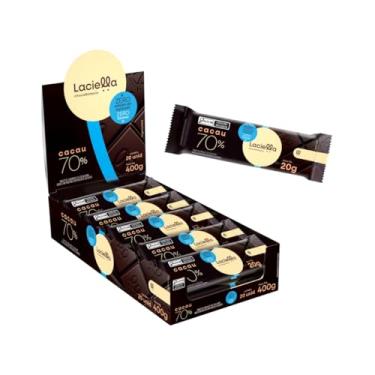 Imagem de Kit 20 Tabletes de Chocolate 70% Cacau Zero Açúcar Zero Lactose de 20g cada - Laciella