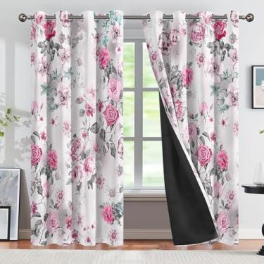 Imagem de CSFOTO Cortinas blackout de plantas florais aquarela, 2 painéis, estampa de flores, cores de primavera, decoração de casa, quarto, sala de estar, cortinas com isolamento térmico com bloqueio de luz,