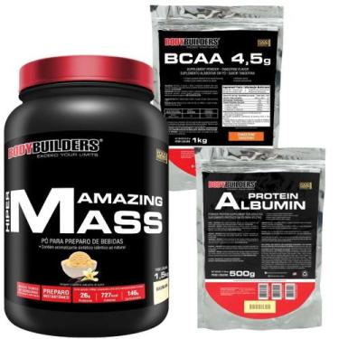 Imagem de Combo Suplementos Amazing Mass, Albumina e BCAA - Morango - Bodybuilde