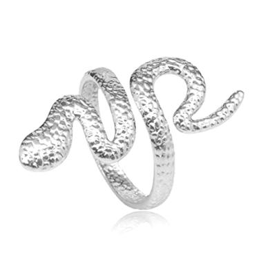 Imagem de SWBRJ Anel de cobra torcida para mulheres, banhado a platina, prata, punk, gótico, coquetel, joia, presente para ela, Platina, Sem pedra preciosa