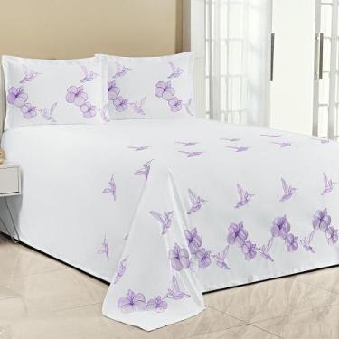 Imagem de Kit Cobre Leito Super King Beija Flor 3 Peças Bordado Micropercal Bran