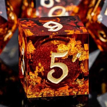 Imagem de Conjunto de Dados ARUOHHA Liquid Core DND - 7 Peças de Resina com Caix