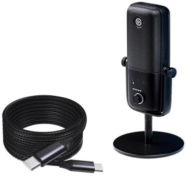 Imagem de Cabo BoxWave compatível com Elgato Wave:3 (Cabo da BoxWave) - Cabo DirectSync PD (3 m) - USB-C para USB-C (100W), Cabo de liga de nylon trançado PD longo de 3 m para Elgato Wave:3 - Preto intenso