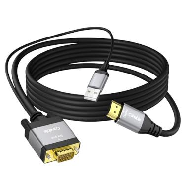 Imagem de Cabo VGA para HDMI de 3 m com fonte de alimentação USB, saída de vídeo real 1080p a 60Hz, cabo unidirecional, de computador/laptop VGA para monitor/TV/projetor HDMI (não suporta áudio)