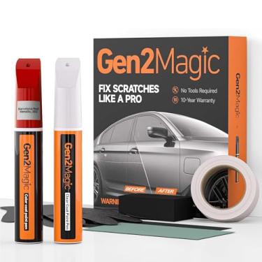 Imagem de Gen2Magic Kit de caneta de retoque de tinta metálica vermelha Barcelona para Toyota [revestimento transparente incluído], combinação de cores 3R3 para arranhões, lascas de pedras, amassados, reparo