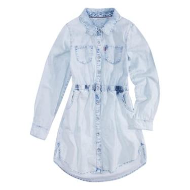 Imagem de Levi's Vestido ocidental jeans de manga comprida para meninas, Azul pérola, 5