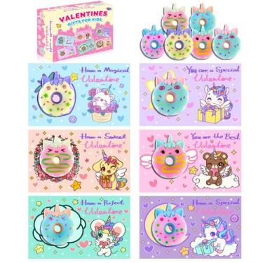 Imagem de Borrachas de donut de unicórnio para namorados com cartões, pacote de 