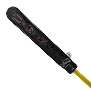 Imagem de Capa de Alinhamento de Golfe de Couro Premium Capa Perfeita para Alinhamento de Bastões Design Clássico dos EUA Alinhamento Alinhamento Suporte Protetor de Golfe Clube Comporta 2 Bastões, Black&Red Stitch, golf alignment stick cover hold at least 2 sticks