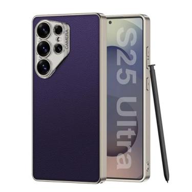 Imagem de FWYANZH Capa de couro para Samsung Galaxy S25 Ultra, capa fina e fina com proteção total de lentes à prova de choque com capa de caneta capacitiva, roxa, S25 Ultra