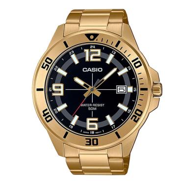 Imagem de Relógio CASIO masculino preto dourado MTC-100G-1BVDF