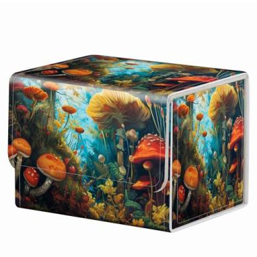 Imagem de Estojo magnético forte Mtg Magic Deck Box Tcg até 200 cartas padrão criativo caixa de armazenamento de cartões colecionáveis para jogos de cartas colecionáveis, um cogumelo colorido
