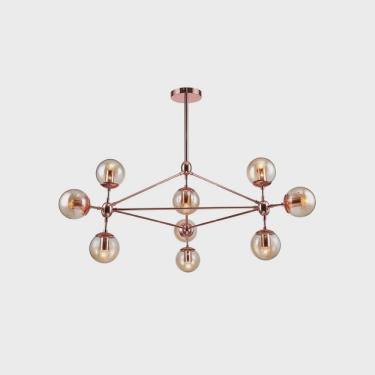 Imagem de Pendente 100x57,5cm 10xE27 Bolinha 400w Orbe Bella Iluminação Cobre/Champagne