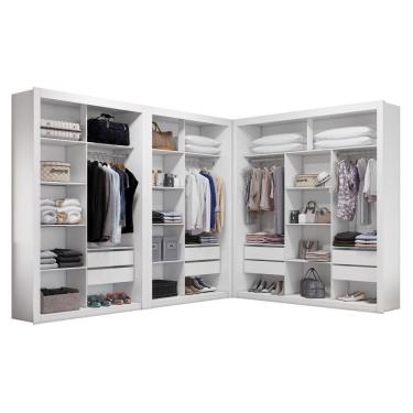Imagem de Closet Modulado 8 Gavetas 15 Prateleiras Branco Amoudi Móveis Branco