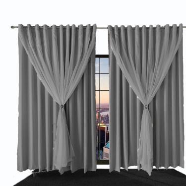 Imagem de Cortina Blackout Bia Corta Luz 2,10 X 1,70 Quarto Cinza