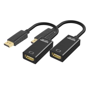 Imagem de QLKUNLA Adaptador Displayport Para Hdmi, Dp Unidirecional Tela Hdmi 4K, Banhado A Ouro Compatível Com Dell, Lenovo, Hp, Gpu, Amd - Cinza, Pacote 2