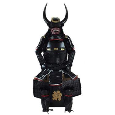 Imagem de Armadura Japonesa Wearable Terno Rüstung Samurai Shimazu Yoshihiro Chifre Preto O05 Rosto Vermelho
