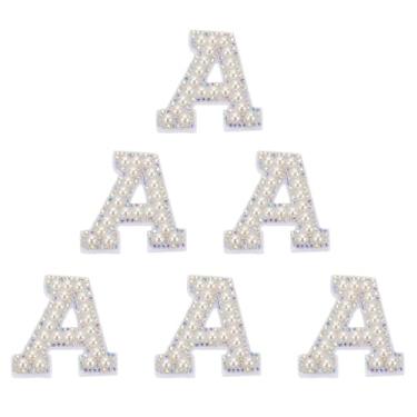 Imagem de PATIKIL Remendos de letras de strass, 6 peças de tecido bordado autoadesivo com letra A inicial 4,73 cm, adesivos do alfabeto para roupas, chapéus, bolsas de maquiagem, DIY, branco colorido