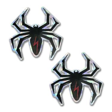 Imagem de Elektroplate Metalhead Spider Metálico Preto e Vermelho Mini Adesivos Refletivos (5 cm x 5 cm) | Vinil brilhante premium para todos os climas para carro, garrafa de água, laptop, refrigerador