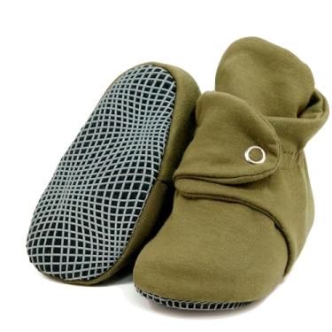 Imagem de Botas para bebês de algodão orgânico, antiderrapante, sola macia, sapatos para bebês, chinelos de casa para meninos e meninas, Caqui, 6-12 Months Infant