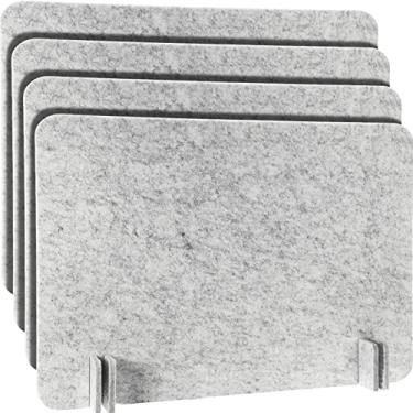 Imagem de Divisória de mesa acústica com 4 unidades - Painel de privacidade independente 40,6 x 61 cm Divisória redutora de ruído para mesa de escritório em pé Área de recepção de estudo de estudante (cinza