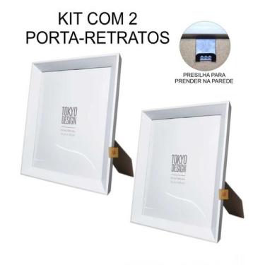 Imagem de Kit 2 Porta Retrato 15x20cm Branco Moldura de Parede Foto - MultiA