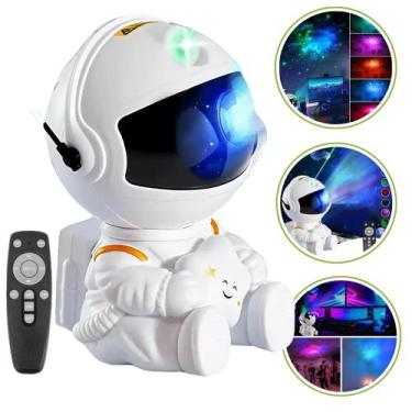 Imagem de Luminaria Mini Projetor De Luz Noturna Astronauta Com Galáxia Decorati